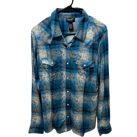 Men’s Wrangler Pearl Snap Long Sleeve Shirt Size Medium - Picture 1 of 3